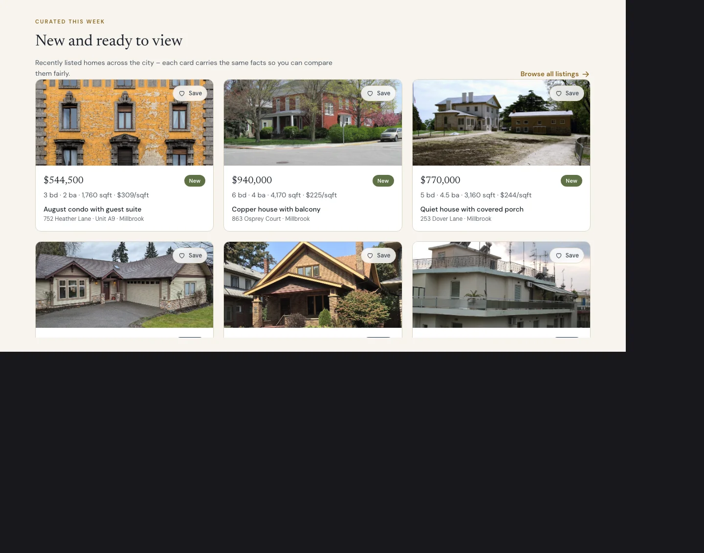 PrimeNest property listing platform with search and filters