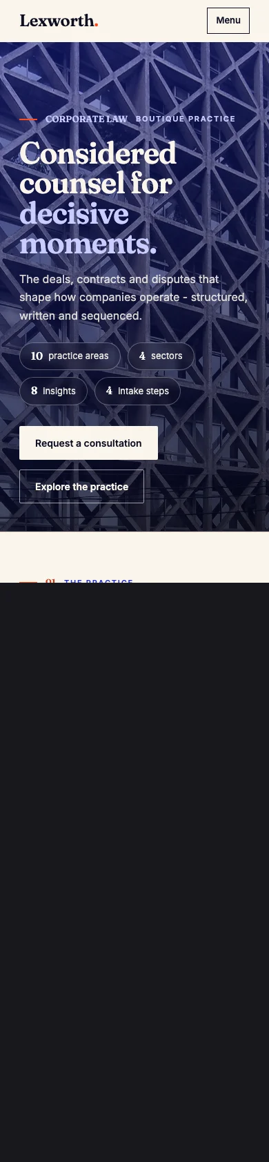 Lexworth responsive mobile website